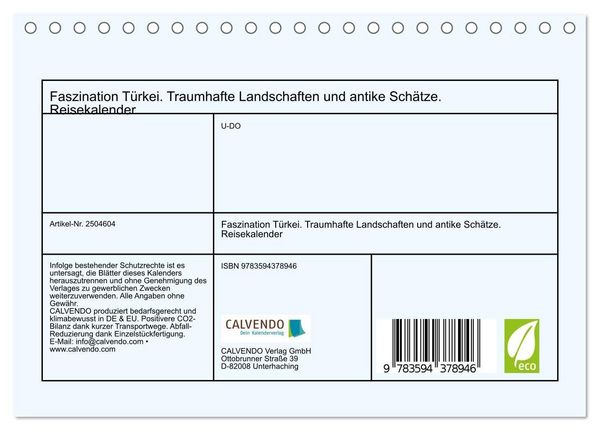 Produktbild: Faszination T&uuml;rkei. Traumhafte Landschaften und antike Sch&auml;tze. Reisekalender (Tischkalender 2027 DIN A5 quer), CALVENDO Monatskalender