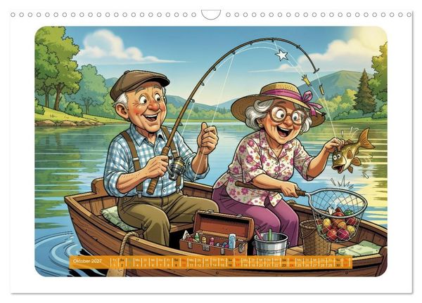 Produktbild: Charmante Rentner im Comic-Stil (Wandkalender 2027 DIN A3 quer), CALVENDO Monatskalender