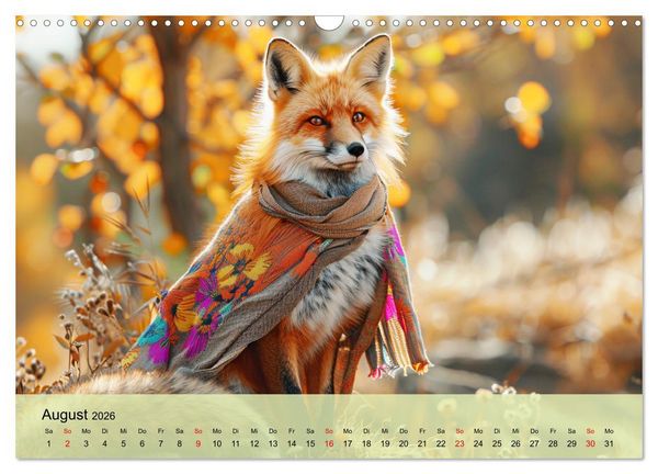 Produktbild: Fuchsige Eskapaden. Reineke mit noblen Accessoires (Wandkalender 2026 DIN A3 quer), CALVENDO Monatskalender