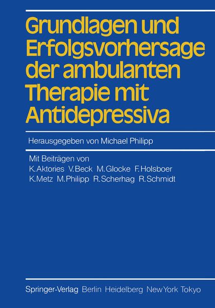 Produktbild: Grundlagen und Erfolgsvorhersage der ambulanten Therapie mit Antidepressiva