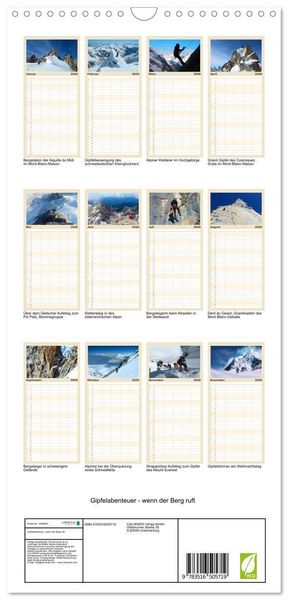 Produktbild: Familienplaner 2026 - Gipfelabenteuer - wenn der Berg ruft mit 5 Spalten (Wandkalender, 21 x 45 cm) CALVENDO