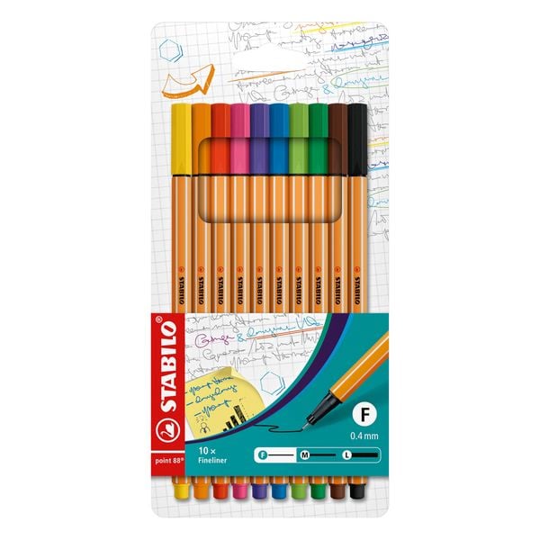 Produktbild: Fineliner - STABILO point 88 - 10er Pack - Standardfarben