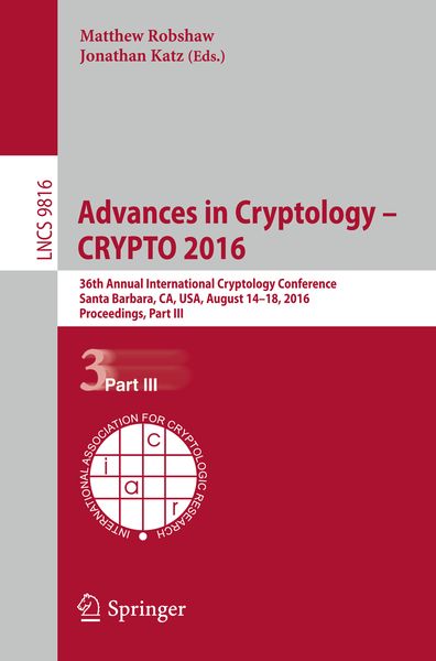 Produktbild: Advances in Cryptology &ndash; CRYPTO 2016