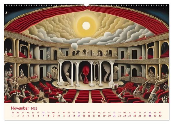 Produktbild: Absurdes Theater - In surrealen Traumwelten versinken (hochwertiger Premium Wandkalender 2026 DIN A2 quer), Kunstdruck in Hochglanz
