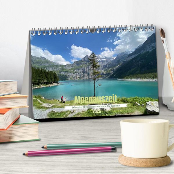 Produktbild: Alpenauszeit - Schweizer Bergsommermomente f&uuml;r die Seele (Tischkalender 2026 DIN A5 quer), CALVENDO Monatskalender