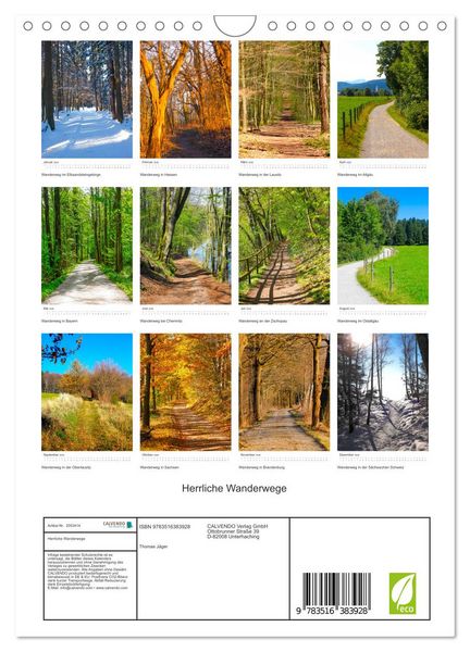 Produktbild: Herrliche Wanderwege (Wandkalender 2026 DIN A4 hoch), CALVENDO Monatskalender