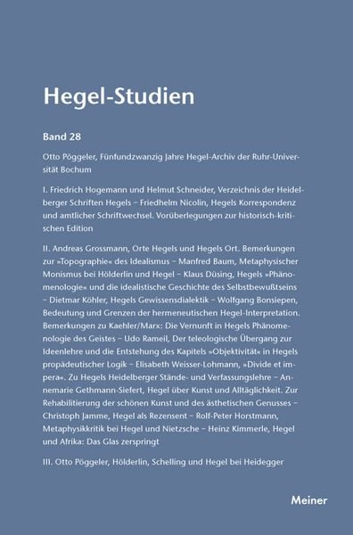 Produktbild: Hegel-Studien Band 28
