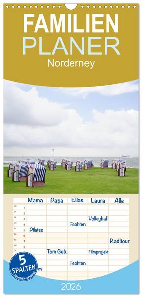 Produktbild: Familienplaner 2026 - Norderney - von barfu&szlig; bis Lackschuh mit 5 Spalten (Wandkalender, 21 x 45 cm) CALVENDO