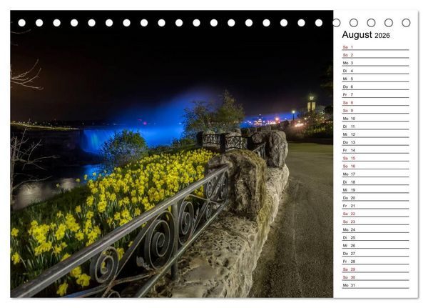 Produktbild: NIAGARAF&Auml;LLE Idyllische Impressionen bei Tag und Nacht (Tischkalender 2026 DIN A5 quer), CALVENDO Monatskalender