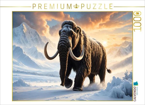 Produktbild: CALVENDO Puzzle Mammut im Sonnenuntergang der Eiszeit | 1000 Teile Lege-Gr&ouml;&szlig;e 64x48cm Foto-Puzzle f&uuml;r gl&uuml;ckliche Stunden