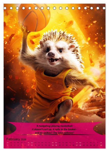 Produktbild: Basketball with funny animals (Desk Calendar 2026 DIN A5 portrait), CALVENDO 12 Month DeskCalendar