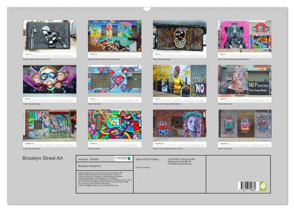 Produktbild: Brooklyn Street Art (Wandkalender 2026 DIN A2 quer), CALVENDO Monatskalender