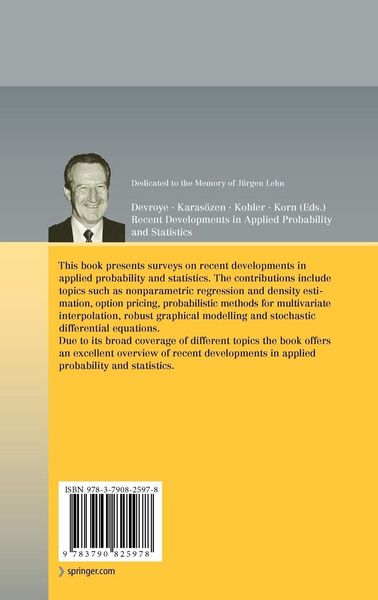 Produktbild: Recent Developments in Applied Probability and Statistics
