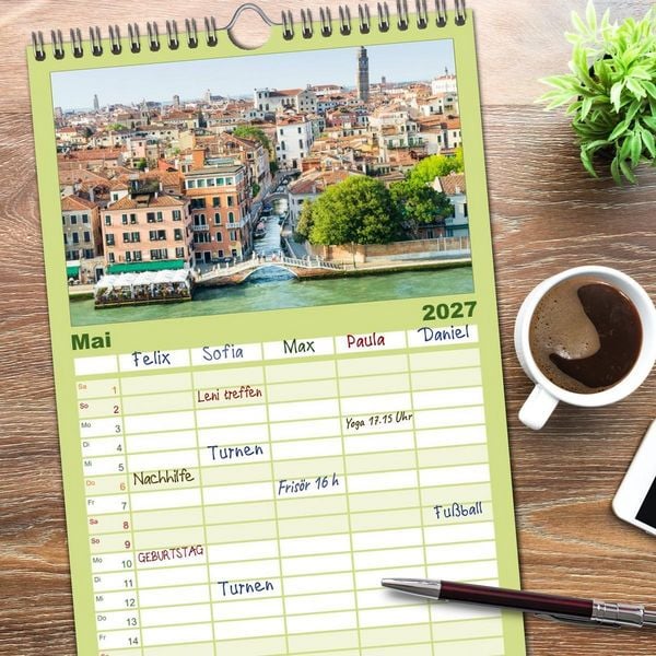 Produktbild: Familienplaner 2027 - Venedig mit 5 Spalten (Wandkalender, 21 x 45 cm) CALVENDO