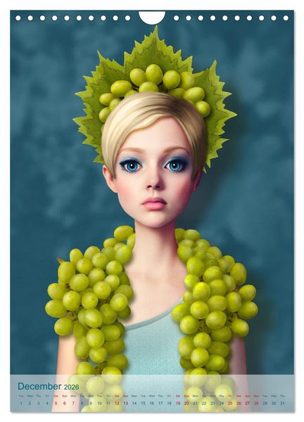 Produktbild: Food Fashion - surreal women's portraits with fruit and vegetable (Wall Calendar 2026 DIN A4 portrait), CALVENDO 12 Month Wall Calendar