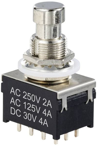 Produktbild: TRU COMPONENTS TC-12193716 Druckschalter 4P2T mit geradem Stift Schaltstrom (max.): 4 A 1 St.