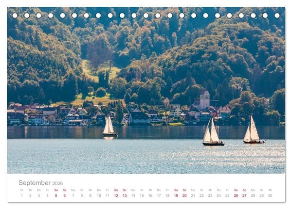 Produktbild: BODENSEE Drei L&auml;nder - ein See (Tischkalender 2026 DIN A5 quer), CALVENDO Monatskalender