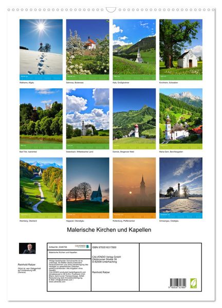 Produktbild: Malerische Kirchen und Kapellen (Wandkalender 2026 DIN A2 hoch), CALVENDO Monatskalender