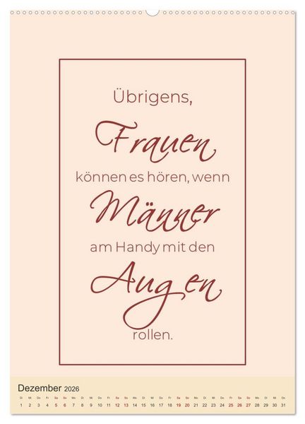 Produktbild: Was Mann &uuml;ber Frau wissen sollte und umgekehrt ... (hochwertiger Premium Wandkalender 2026 DIN A2 hoch), Kunstdruck in Hochglanz