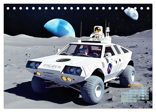 Produktbild: Im Weltall unterwegs - Verr&uuml;ckte Fahrzeuge im Universum (Tischkalender 2026 DIN A5 quer), CALVENDO Monatskalender