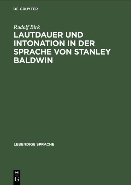 Produktbild: Lautdauer und Intonation in der Sprache von Stanley Baldwin