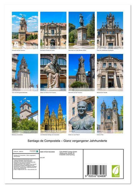 Produktbild: Santiago de Compostela &ndash; Glanz vergangener Jahrhunderte (Wandkalender 2026 DIN A4 hoch), CALVENDO Monatskalender