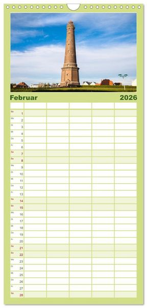 Produktbild: Familienplaner 2026 - Meine Insel Borkum mit 5 Spalten (Wandkalender, 21 x 45 cm) CALVENDO