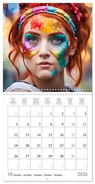Produktbild: Facial colours - Artistic AI portraits (Wall Calendar 2026 12 &times; 12 Inch) CALVENDO 12 Month Wall Calendar