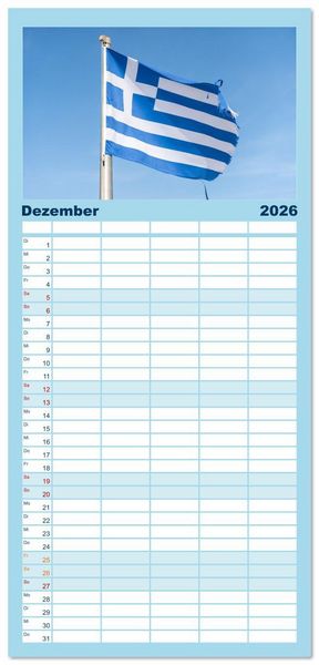 Produktbild: Familienplaner 2026 - Griechenland - Mykonos Kalender mit 5 Spalten (Wandkalender, 21 x 45 cm) CALVENDO