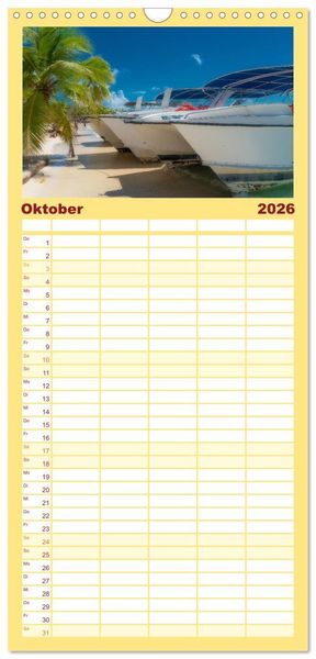Produktbild: Familienplaner 2026 - Karibik Traum Isla Saona mit 5 Spalten (Wandkalender, 21 x 45 cm) CALVENDO