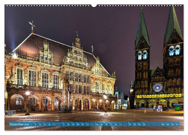 Produktbild: Hansestadt Bremen zur blauen Stunde (Wandkalender 2026 DIN A2 quer), CALVENDO Monatskalender