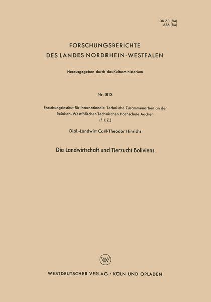 Produktbild: Die Landwirtschaft und Tierzucht Boliviens