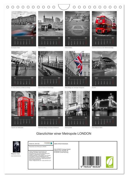 Produktbild: Glanzlichter einer Metropole LONDON (Wandkalender 2026 DIN A4 hoch), CALVENDO Monatskalender