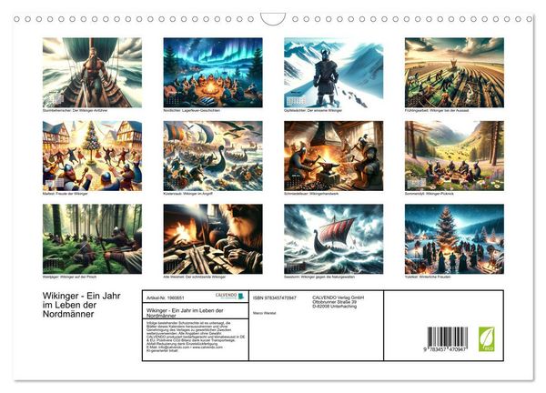 Produktbild: Wikinger - Ein Jahr im Leben der Nordm&auml;nner (Wandkalender 2026 DIN A3 quer), CALVENDO Monatskalender