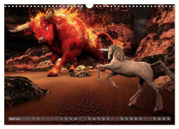 Produktbild: Helden, Drachen und Magie (Wandkalender 2026 DIN A3 quer), CALVENDO Monatskalender