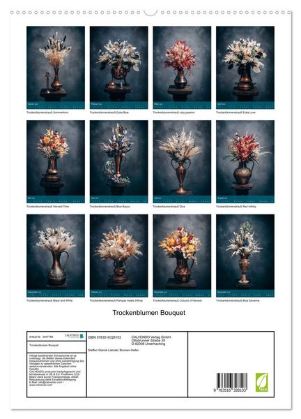 Produktbild: Trockenblumen Bouquet (hochwertiger Premium Wandkalender 2026 DIN A2 hoch), Kunstdruck in Hochglanz