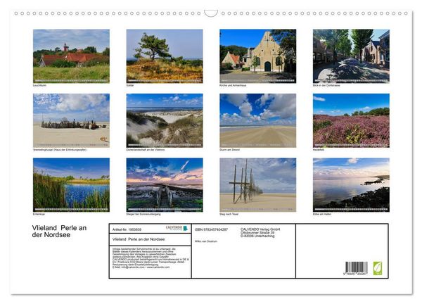 Produktbild: Vlieland Perle an der Nordsee (Wandkalender 2026 DIN A2 quer), CALVENDO Monatskalender