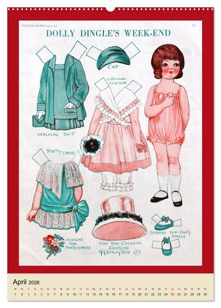 Produktbild: Dolly Dingle Kalender - Anziehpuppen von Grace G. Drayton (hochwertiger Premium Wandkalender 2026 DIN A2 hoch), Kunstdruck in Hochglanz