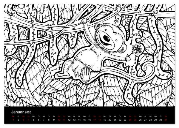 Produktbild: Bezaubernde Mini-Monster - Ein Ausmal-Kalender (Tischkalender 2026 DIN A5 quer), CALVENDO Monatskalender