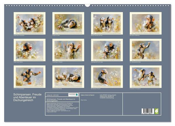 Produktbild: Schimpansen. Freude und Abenteuer im Dschungelreich (Wandkalender 2027 DIN A2 quer), CALVENDO Monatskalender