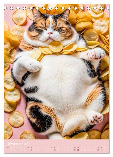 Produktbild: FETTE KATZEN - Foodporn auf vier Pfoten (Tischkalender 2026 DIN A5 hoch), CALVENDO Monatskalender