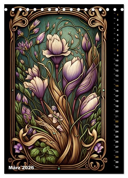 Produktbild: Jugendstil Blumen (Tischkalender 2026 DIN A5 hoch), CALVENDO Monatskalender