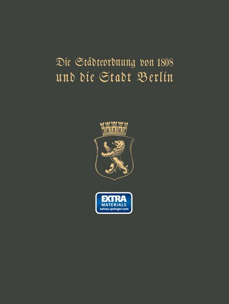 Produktbild: Die St&auml;dteordnung von 1808 und die Stadt Berlin