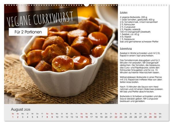 Produktbild: Vegetarisch - leicht und lecker (Wandkalender 2026 DIN A2 quer), CALVENDO Monatskalender