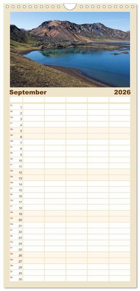 Produktbild: Familienplaner 2026 - Island - Land zwischen Feuer und Eis mit 5 Spalten (Wandkalender, 21 x 45 cm) CALVENDO