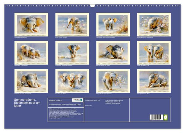 Produktbild: Sommertr&auml;ume. Elefantenkinder am Meer (Wandkalender 2027 DIN A2 quer), CALVENDO Monatskalender