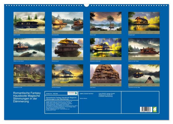 Produktbild: Romantische Fantasy Hausboote Magische Stimmungen in der D&auml;mmerung (Wandkalender 2026 DIN A2 quer), CALVENDO Monatskalender