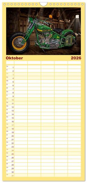Produktbild: Familienplaner 2026 - Motorrad-Tr&auml;ume &ndash; Chopper und Custombikes mit 5 Spalten (Wandkalender, 21 x 45 cm) CALVENDO
