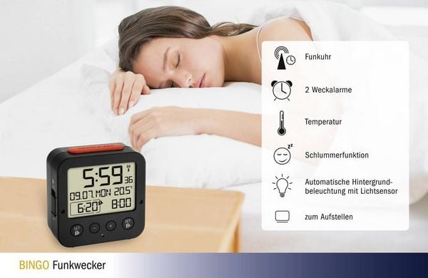 Produktbild: TFA Digitaler Funk-Wecker mit Temperatur BINGO