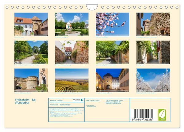 Produktbild: Freinsheim - So Wunderbar (Wandkalender 2026 DIN A4 quer), CALVENDO Monatskalender